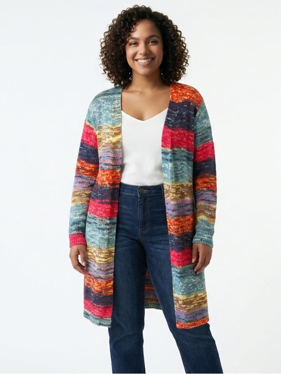 Temu Tops - Long colourful cardigan